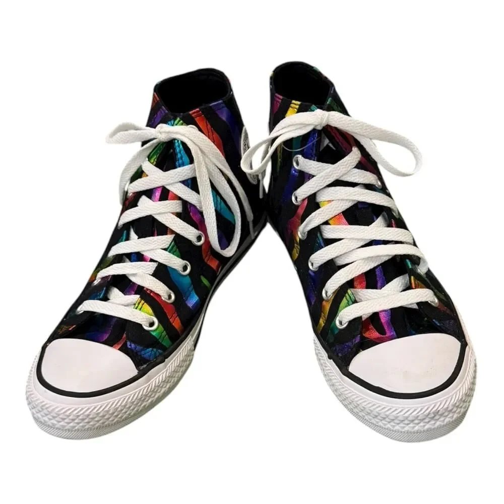 Converse All Star Black Rainbow Zebra Hi Sneakers 4
